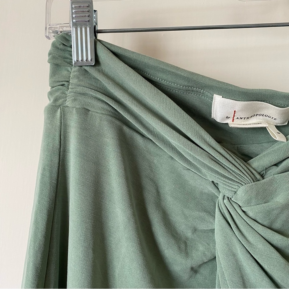 Anthropologie | Junie Twist Front Midi Skirt Green - Picture 6 of 12